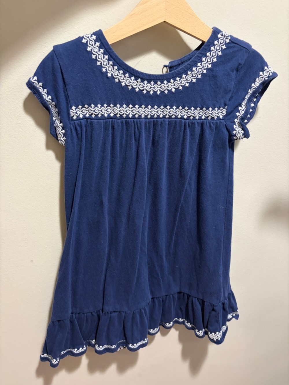 Vineyard Vines Navy Embroidered Ruffle Tunic Dress